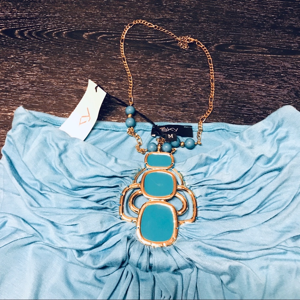 Baby Blue Sky Strapless Top